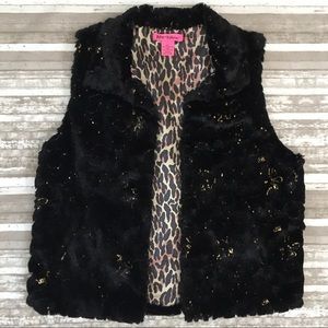 Betsey Johnson Plush Black Faux Fur Vest